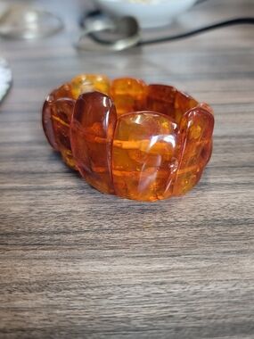 Baltic Amber Chunky Stretch Bracelet - Honey Orange